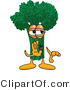 Vector Illustration of a Cartoon Broccoli Mascot Whispering by Mascot Junction
