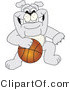 Vector Illustration of a Cartoon Bulldog Mascot Dribbling a Basketball by Mascot Junction