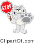 Vector Illustration of a Cartoon Bulldog Mascot Holding a Stop Sign by Mascot Junction
