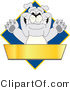 Vector Illustration of a Cartoon Bulldog Mascot over a Blue Diamond Above a Blank Gold Banner by Mascot Junction