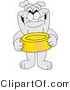 Vector Illustration of a Cartoon Bulldog Mascot Standing and Holding a Dish by Mascot Junction