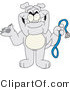 Vector Illustration of a Cartoon Bulldog Mascot Standing and Holding a Leash by Mascot Junction