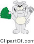 Vector Illustration of a Cartoon Bulldog Mascot Standing and Holding Cash by Mascot Junction