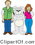 Vector Illustration of a Cartoon Bulldog Mascot Standing with Adults by Mascot Junction