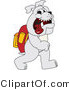 Vector Illustration of a Cartoon Bulldog Mascot Walking to School by Mascot Junction