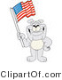 Vector Illustration of a Cartoon Bulldog Mascot Waving an American Flag by Mascot Junction