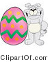 Vector Illustration of a Cartoon Bulldog Mascot with a Giant Easter Egg by Mascot Junction
