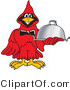 Vector Illustration of a Cartoon Cardinal Mascot Serving Food by Mascot Junction