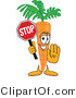 Vector Illustration of a Cartoon Carrot Mascot Holding a Stop Sign by Mascot Junction