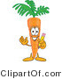 Vector Illustration of a Cartoon Carrot Mascot Holding a Yellow Pencil with an Eraser Tip by Mascot Junction