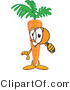 Vector Illustration of a Cartoon Carrot Mascot Inspecting and Peering Through a Magnifying Glass by Mascot Junction