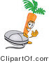 Vector Illustration of a Cartoon Carrot Mascot Waving While Standing by a Computer Mouse by Mascot Junction