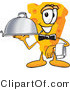 Vector Illustration of a Cartoon Cheese Mascot Carrying a Serving Platter While Waiting Tables by Mascot Junction