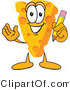 Vector Illustration of a Cartoon Cheese Mascot Holding a Yellow Number 2 Pencil with an Eraser Tip by Mascot Junction