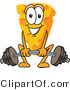 Vector Illustration of a Cartoon Cheese Mascot Lifting Weights - Royalty Free Vector Illustration by Mascot Junction