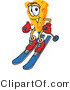 Vector Illustration of a Cartoon Cheese Mascot Skiing - Royalty Free Vector Illustration by Mascot Junction
