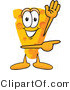 Vector Illustration of a Cartoon Cheese Mascot Waving and Pointing to the Right by Mascot Junction