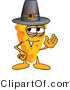 Vector Illustration of a Cartoon Cheese Mascot Wearing a Pilgrim Hat - Royalty Free Vector Illustration by Mascot Junction