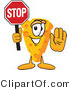 Vector Illustration of a Cartoon Cheese Mascot with His Hand Out, Holding a Stop Sign by Mascot Junction