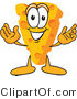 Vector Illustration of a Cartoon Cheese Mascot with Welcoming Open Arms by Mascot Junction