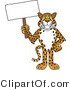 Vector Illustration of a Cartoon Cheetah Mascot Holding a Blank Sign by Mascot Junction