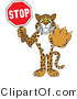 Vector Illustration of a Cartoon Cheetah Mascot Holding a Stop Sign by Mascot Junction