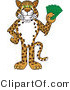 Vector Illustration of a Cartoon Cheetah Mascot Holding Money by Mascot Junction