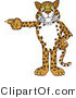 Vector Illustration of a Cartoon Cheetah Mascot Pointing Left by Mascot Junction