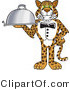 Vector Illustration of a Cartoon Cheetah Mascot Serving a Platter by Mascot Junction
