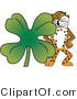 Vector Illustration of a Cartoon Cheetah Mascot with a Clover by Mascot Junction