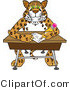 Vector Illustration of a Cartoon Cheetah Mascot Writing in Class by Mascot Junction