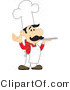 Vector Illustration of a Cartoon Chef Mascot in a Red Shirt, Holding a Platter by Mascot Junction