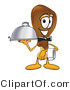 Vector Illustration of a Cartoon Chicken Drumstick Mascot Dressed As a Waiter and Holding a Serving Platter by Mascot Junction