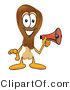 Vector Illustration of a Cartoon Chicken Drumstick Mascot Holding a Megaphone by Mascot Junction