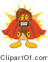 Vector Illustration of a Cartoon Chicken Drumstick Mascot Super Hero Mascot by Mascot Junction