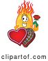 Vector Illustration of a Cartoon Comet Mascot Holding a Rose over a Valentines Day Candy Box by Mascot Junction