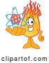 Vector Illustration of a Cartoon Comet Mascot Holding an Atom by Mascot Junction