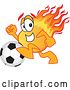 Vector Illustration of a Cartoon Comet Mascot Playing Soccer by Mascot Junction