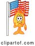 Vector Illustration of a Cartoon Comet Mascot Pledging Allegiance to the American Flag by Mascot Junction