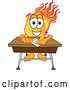 Vector Illustration of a Cartoon Comet Mascot Student Writing at a Desk by Mascot Junction