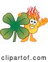 Vector Illustration of a Cartoon Comet Mascot with a Lucky Four Leaf St Patricks Day Shamrock Clover by Mascot Junction