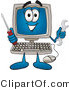 Vector Illustration of a Cartoon Computer Mascot Holding a Wrench and Screwdriver by Mascot Junction