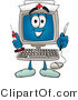 Vector Illustration of a Cartoon Computer Mascot Nurse with a Knife and Syringe by Mascot Junction