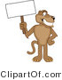 Vector Illustration of a Cartoon Cougar Mascot Character Holding a Blank Sign by Mascot Junction