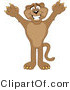 Vector Illustration of a Cartoon Cougar Mascot Character Holding His Arms up by Mascot Junction