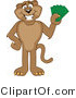 Vector Illustration of a Cartoon Cougar Mascot Character Holding Money by Mascot Junction