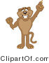 Vector Illustration of a Cartoon Cougar Mascot Character Pointing Upwards by Mascot Junction