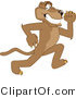 Vector Illustration of a Cartoon Cougar Mascot Character Running by Mascot Junction