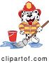 Vector Illustration of a Cartoon Dalmatian Firefighter Dog Mascot Mopping Dirty Floor with Clean Water by Mascot Junction