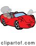 Vector Illustration of a Cartoon Dead Red Convertible Car Mascot by Mascot Junction